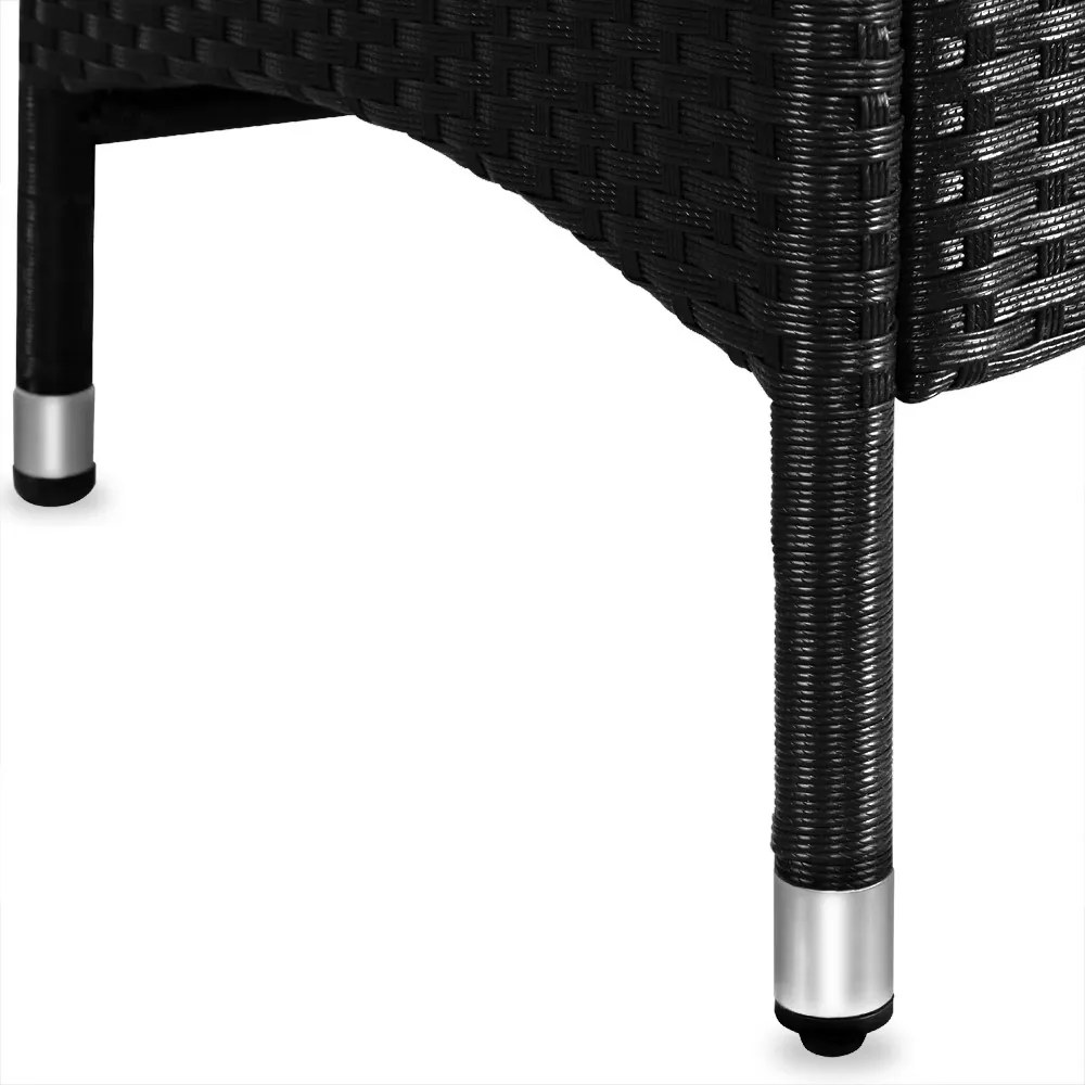 Deuba Berlin 1+8 polyrattan kerti bútor szett, állítható - fekete/fa