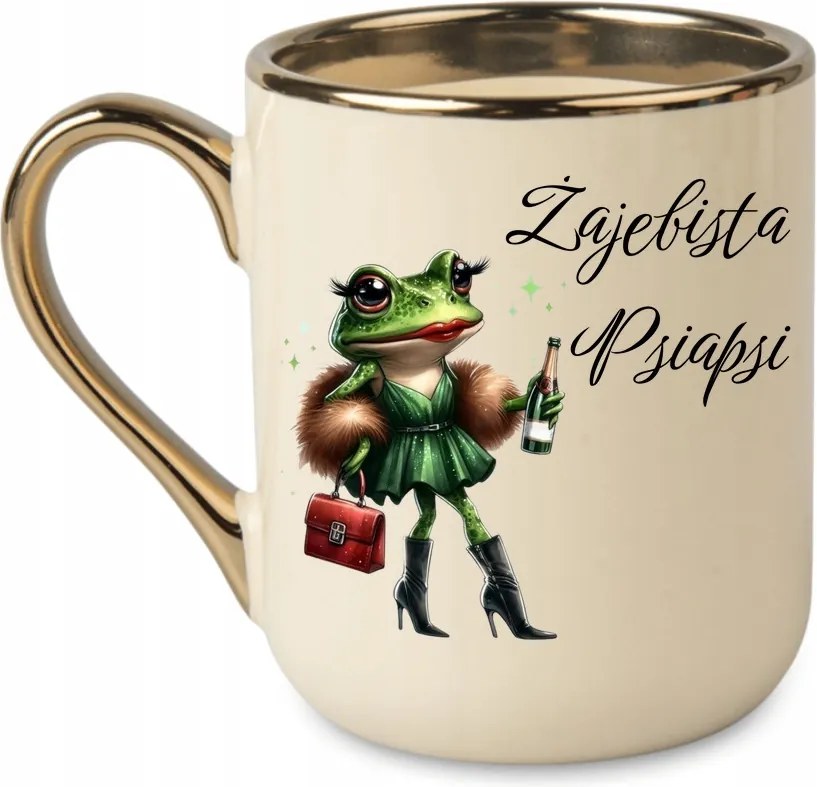 Elegáns Békás Prémium Kutyás Bögre Barátnőnek 330 Krémszínű