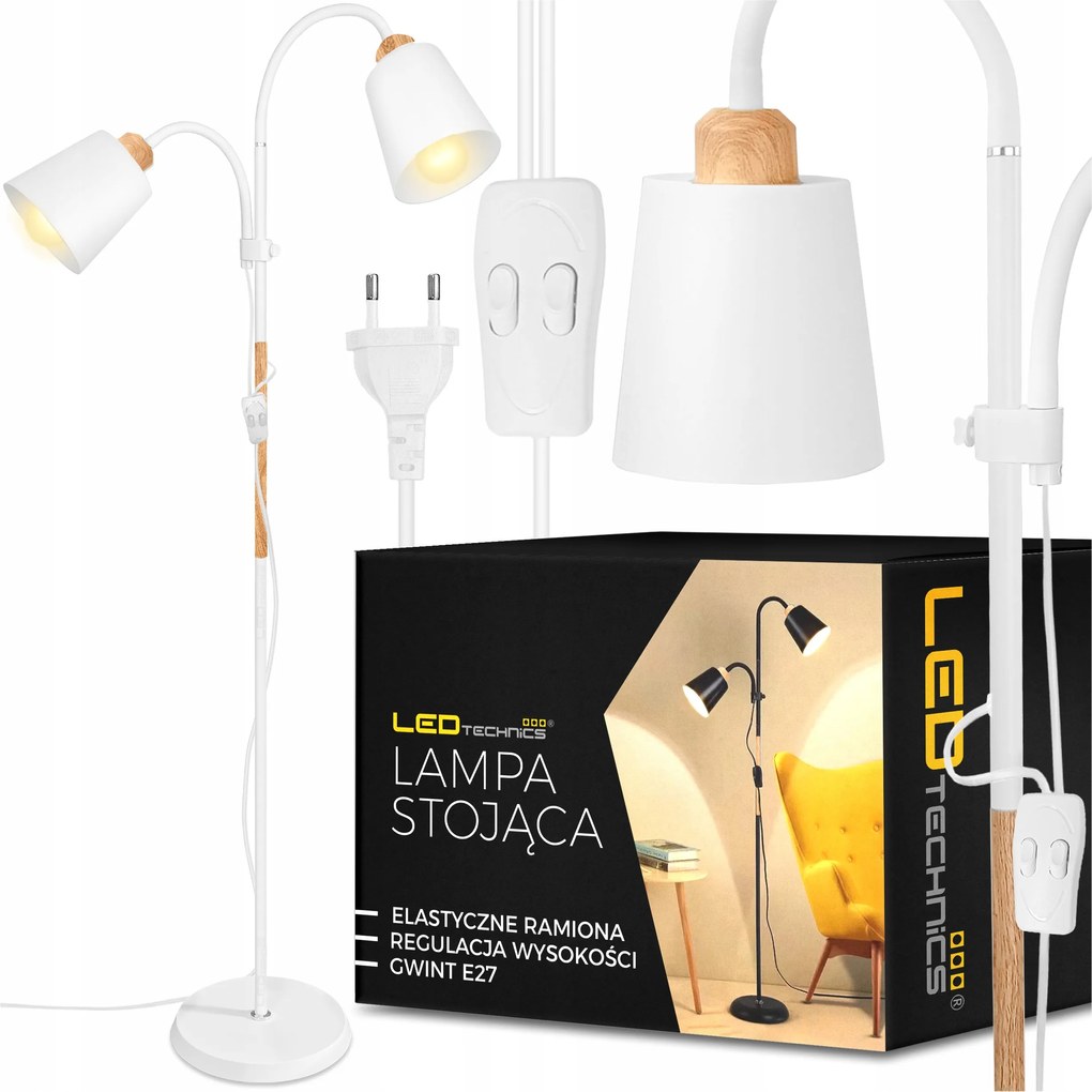 Álló Padló Lámpa Állítható 170cm Modern 2x E27 Led Bekapcsoló