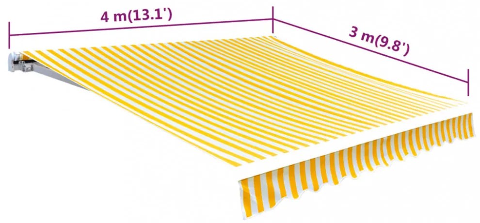 sárga-fehér vászon napellenző tető 4 x 3 m (a váz nem tartozék)