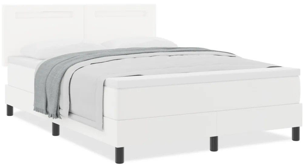 Boxspringágy Matracokkal Fehér 160 x 200 cm, Műbőr