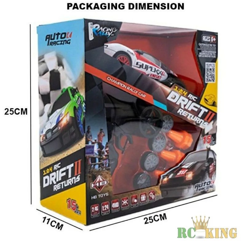 Drift II Returns Champion Rally Car 1:24 RC 2.4G Nagy sebességű Távirányítású Versenyautó 15kmh