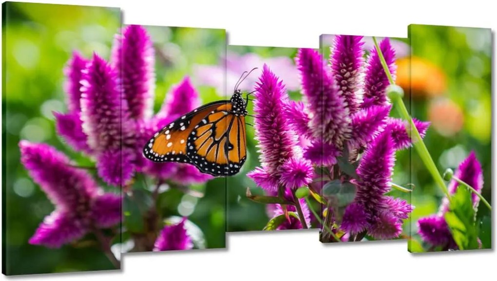 Vászonkép 150x80 Pillangó a virágokon