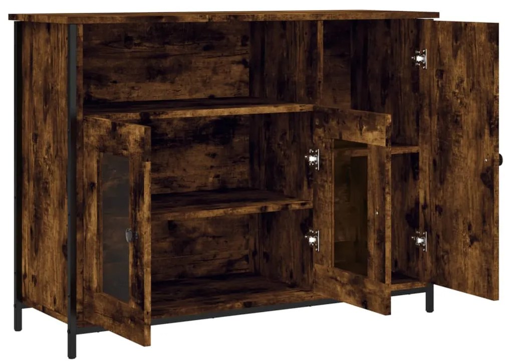 füstös tölgyszínű szerelt fa tálalószekrény 100 x 35 x 75 cm