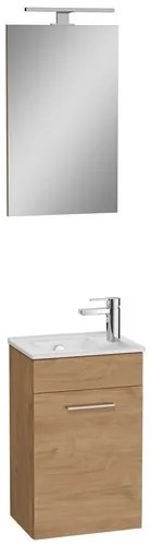 VitrA Mia Fürdőszobabútor szett mosdóval, tükörrel és világítással 39x61x28 cm arany tölgy MIASET40D