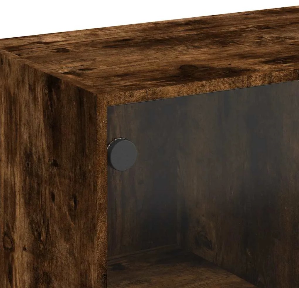 füstös tölgy színű szerelt fa tálalószekrény 102x37x75,5 cm