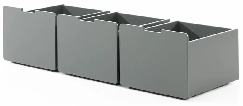 Szürke gyerekágy alatti fiók szett 3 db-os Pino – Vipack
