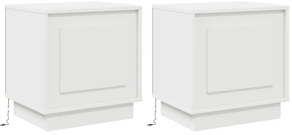Éjjeli szekrény LED fényekkel 2 db Fehér 44x34,5x45 cm