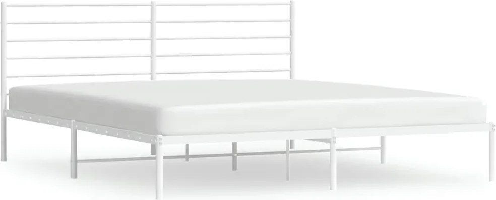 vidaXL fehér fém ágykeret fejtámlával 200 x 200 cm