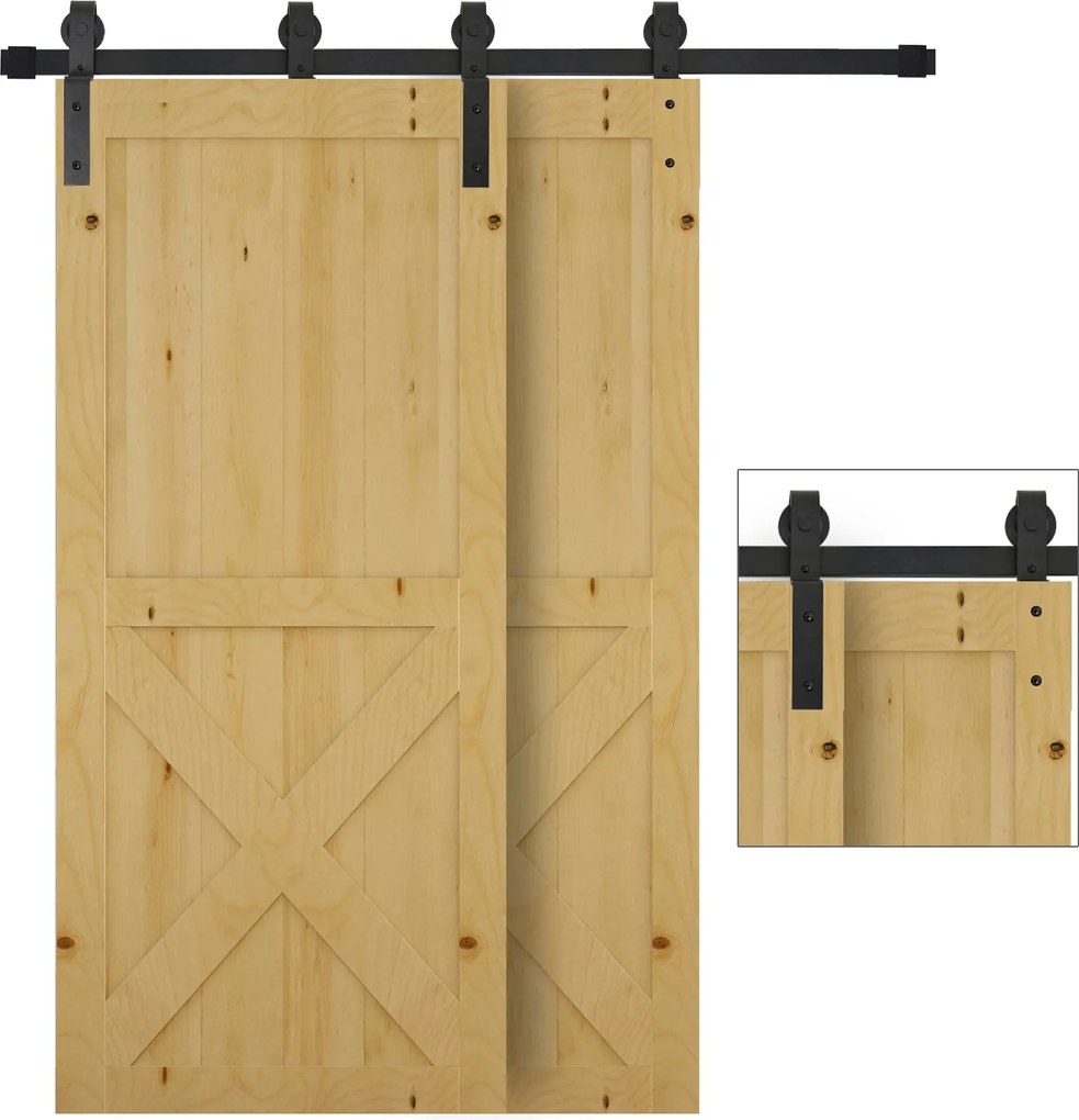 HOMCOM Csúszóajtó Rendszer Fém Csúszóajtó Kiegészítők 9 Darab Fekete | Aosom