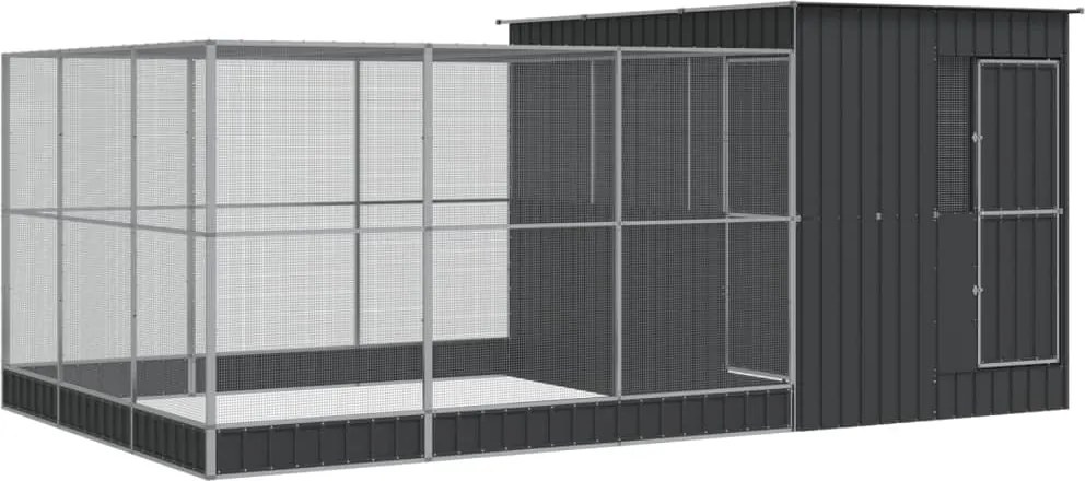 vidaXL ezüstszínű acél madárház bővítménnyel 497 x 303 x 216 cm