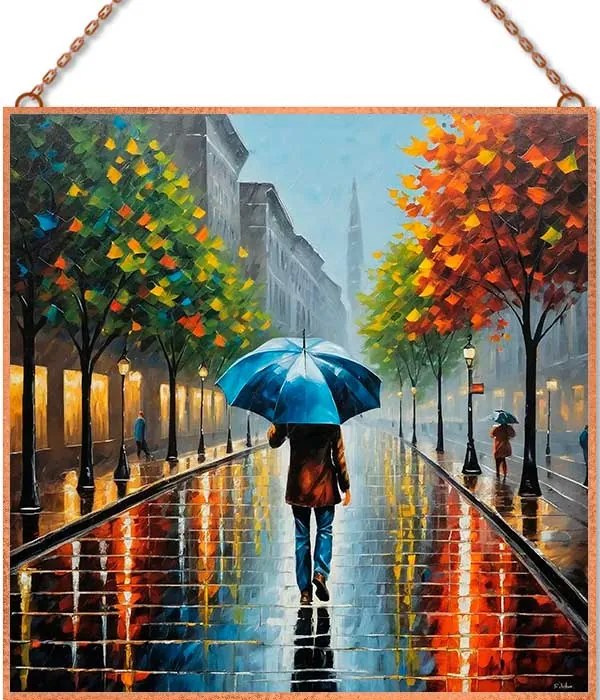 Novemberi eső üvegkép, falikép