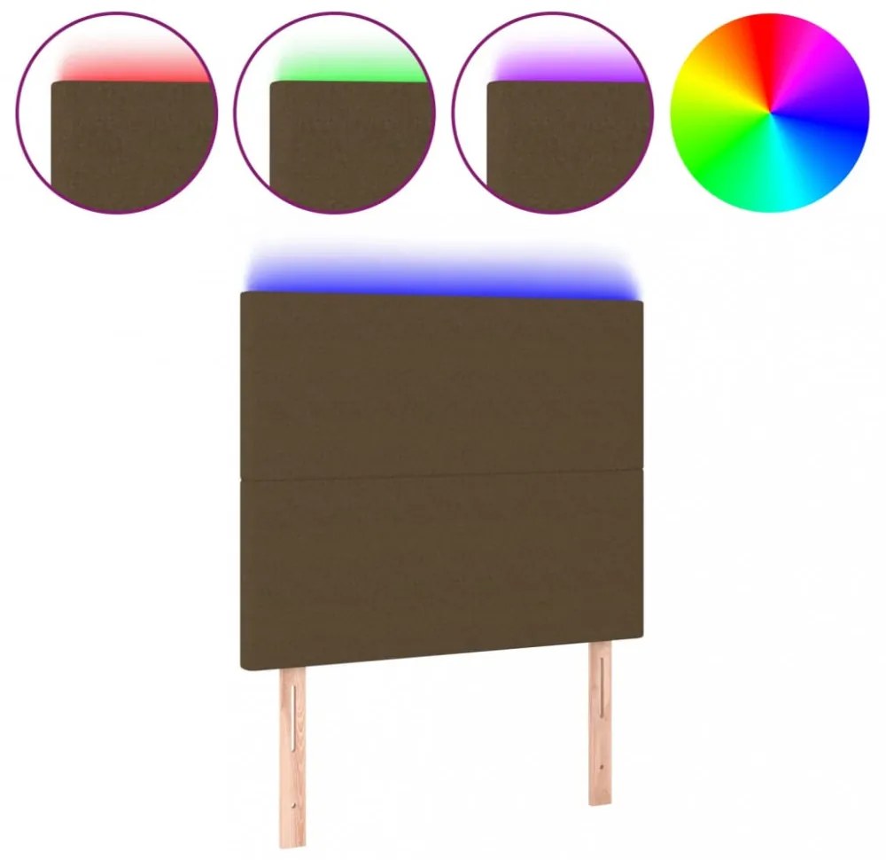 sötétbarna szövet LED-es fejtámla 80x5x118/128 cm