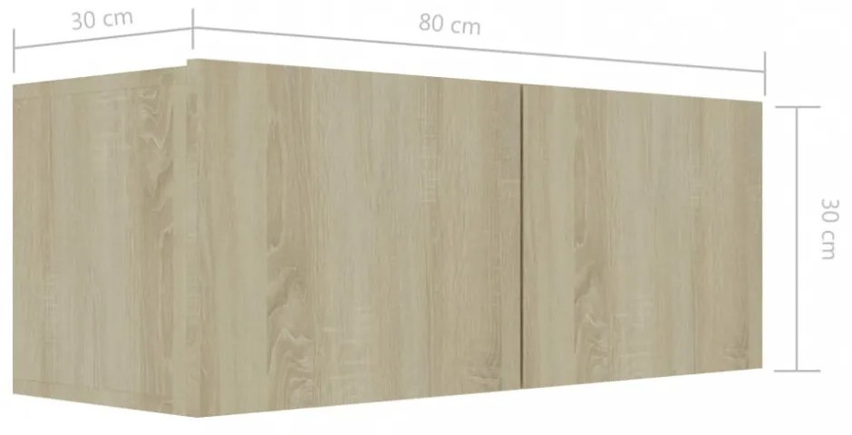 sonoma tölgy szerelt fa TV-szekrény 80 x 30 x 30 cm