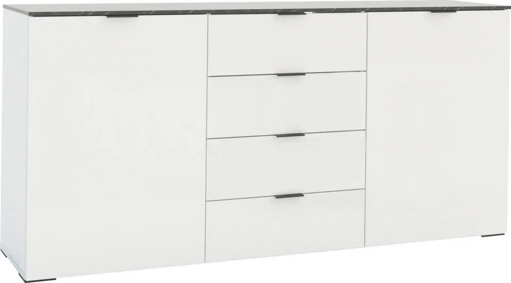 Stone 4 fiókos, 2 ajtós komód fehér 180cm