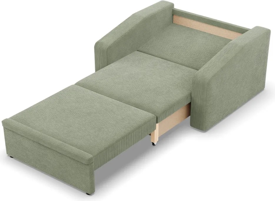 Vertico fekvőfotel, 90 cm széles, kordbársony, zöld