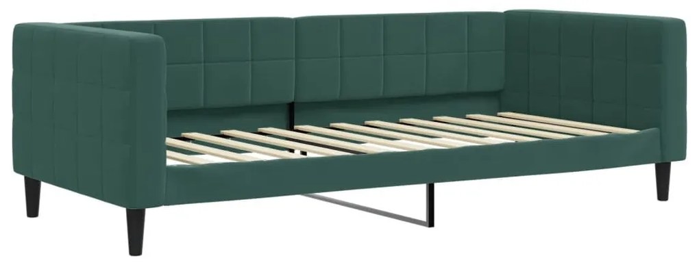sötétzöld kihúzható bársony heverő matraccal 90 x 200 cm