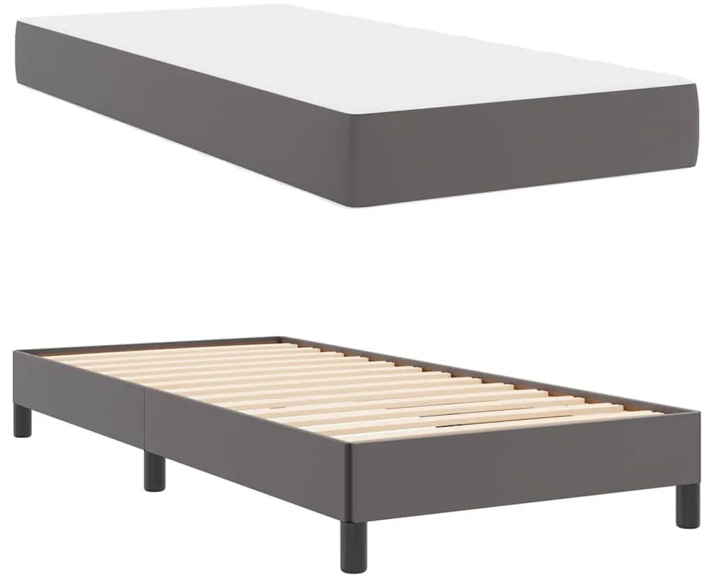 Ágy matracmal Szürke 90 x 200 cm Műbőr