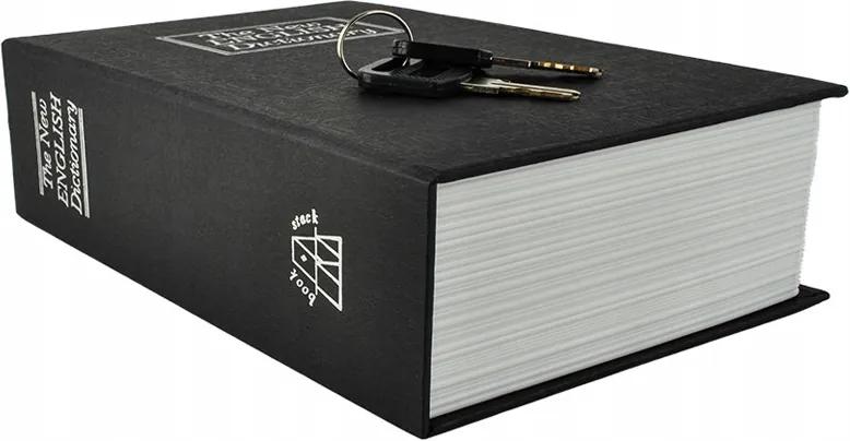 Könyv alakú biztonsági doboz, 18 x 11,5 x 5,6 cm, fekete