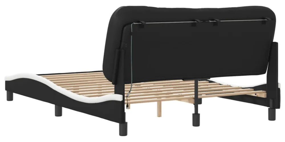fekete és fehér ágykeret LED-ekkel matrac nélkül Hvar 140 x 190 cm