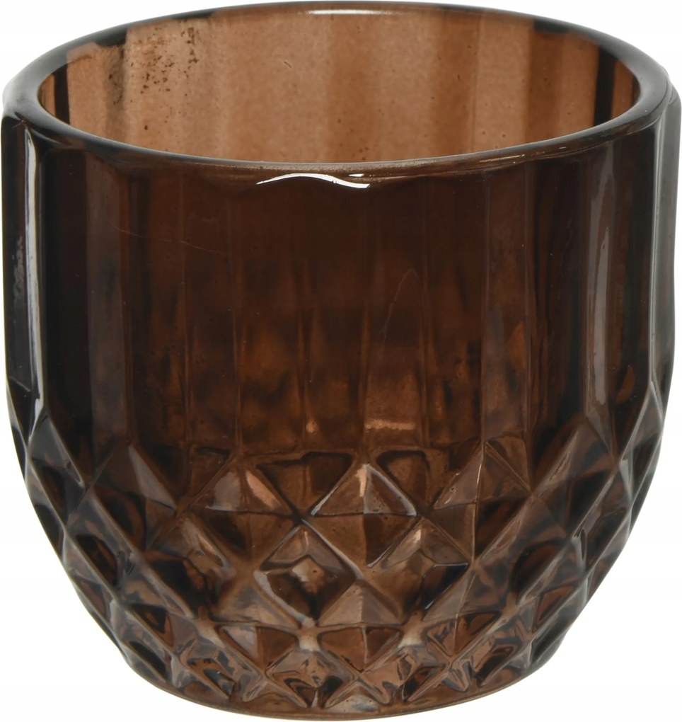 Dekoratív üveg gyertyatartó átlátszó bordázott 6x5,2cm 1db