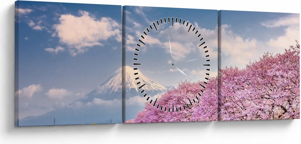 Kép - Japán tavaszi táj (órával) (90x30 cm)