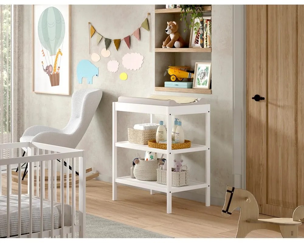 Fehér bükkfa pelenkázó asztal Dino – Vipack