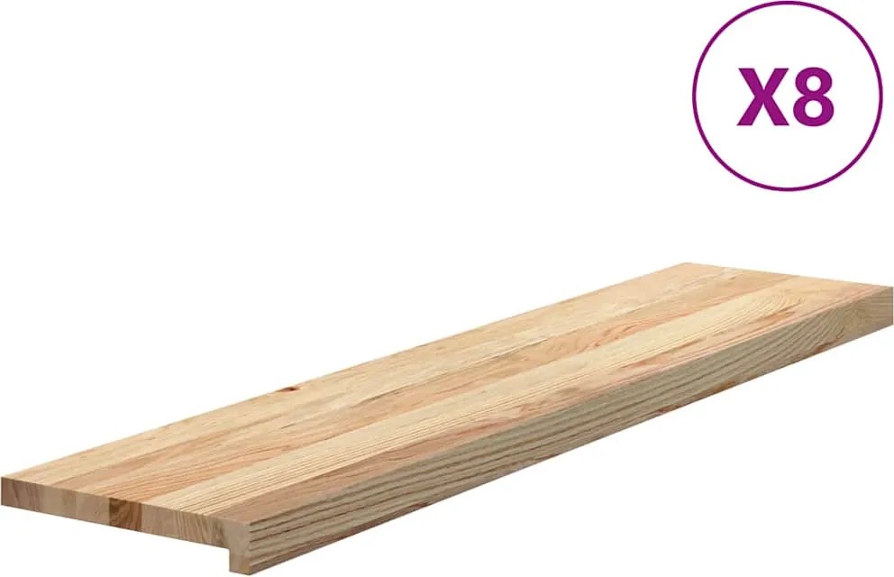 vidaXL 8 db tömör tölgyfa lépcsőfokok kezeletlen 110x30x2 cm