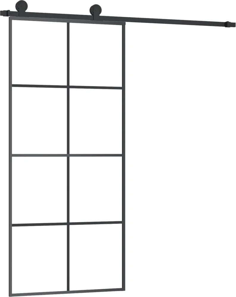 vidaXL ESG üveg és alumínium tolóajtó fémszerelvény-szettel 90x205 cm