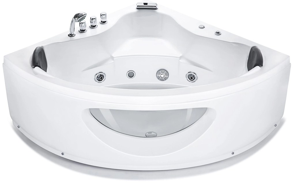 Fehér whirlpool masszázskád LED világítással 205 x 146 cm TOCOA Beliani