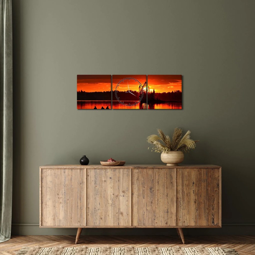 Kép - Halászok a tavon (órával) (90x30 cm)