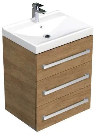 SAT Cube Way Fürdőszobaszekrény mosdóval 60x76,5x46 cm hickory tölgy CUBE46603DHVER