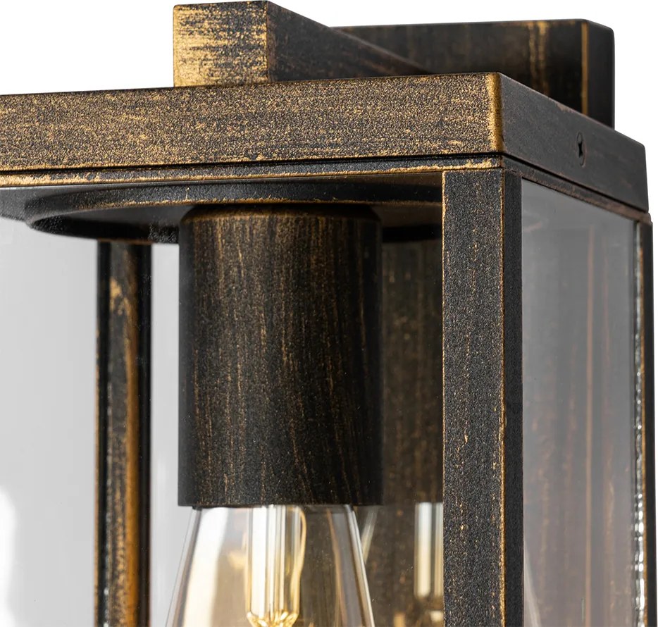 Kültéri fali lámpa antik arany mozgásérzékelővel IP44 - Charlois