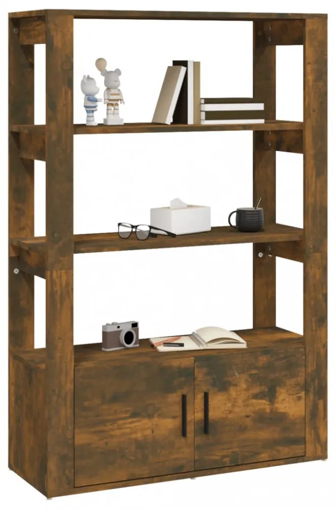 füstös tölgy színű szerelt fa tálalószekrény 80x30x119,5 cm