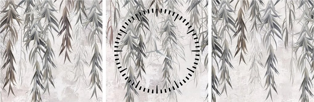 Kép - Fűzfa gallyak szürke vakolatban (órával) (90x30 cm)