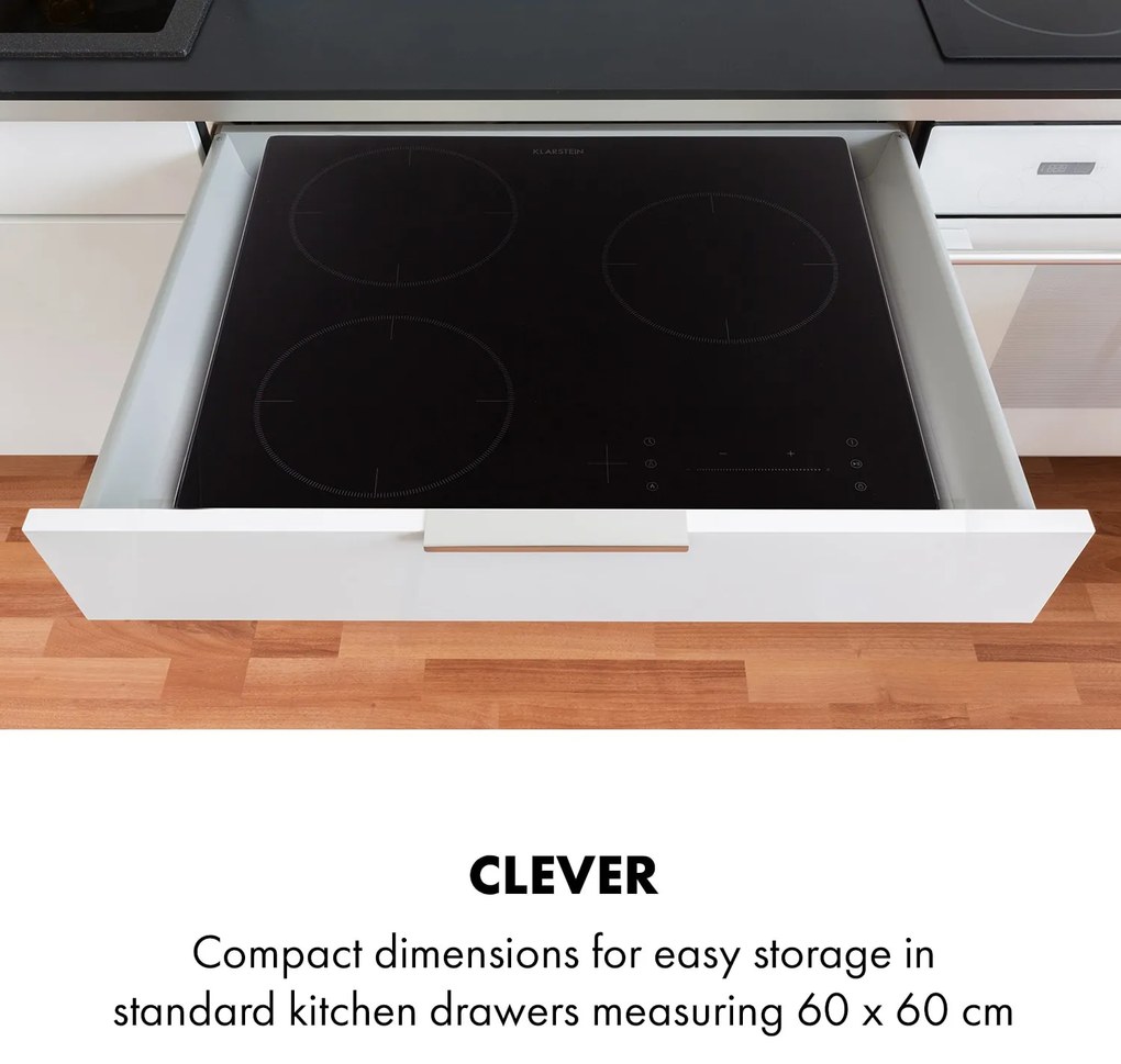 Klarstein TrinityCook, indukciós főzőlap, 3400 W, érintésvezérlés, üveg