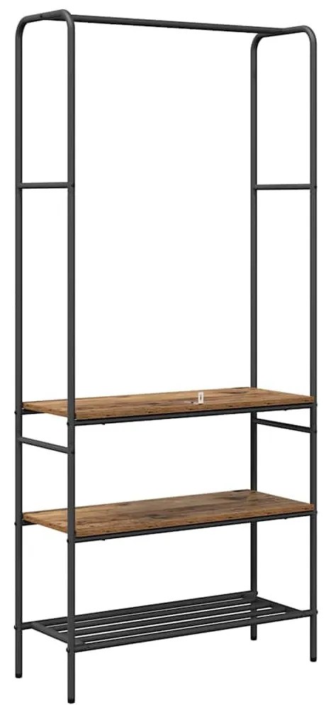 Ruhatartó polcokkal Régi fa 77 x 30 x 171 cm Faanyag