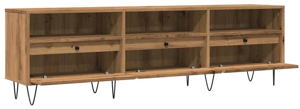 kézműves tölgy színű szerelt fa TV-szekrény 150 x 30 x 44,5 cm
