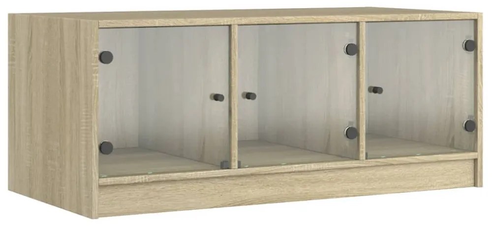 sonoma tölgy színű dohányzóasztal üvegajtókkal 102 x 50 x 42 cm