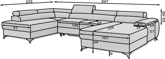 Lacante U-alaku sarokkanapé