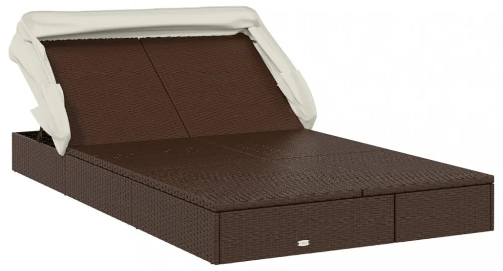 2 személyes barna polyrattan napágy tetővel 213 x 118 x 97 cm