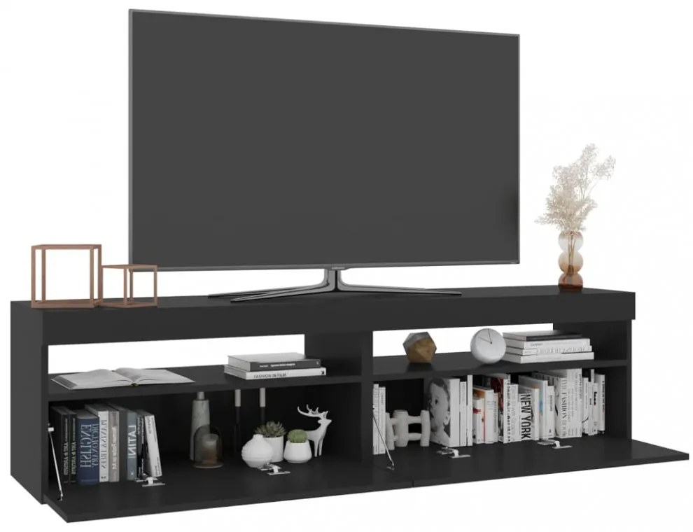 2 db fekete TV-szekrény LED-világítással 75 x 35 x 40 cm