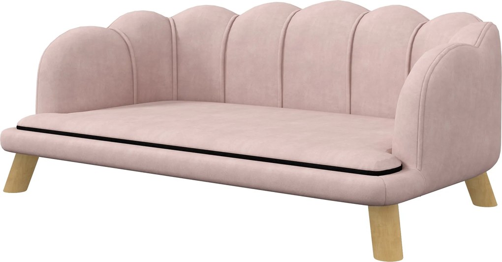 PawHut Kutya Kanapé, Mosható Borítás, Háttámlás Pet Sofa Fából Készült Lábakkal, Macska Kanapé, Közepes Méretű Kutya Számára, Maximum 25 kg, Rózsaszín