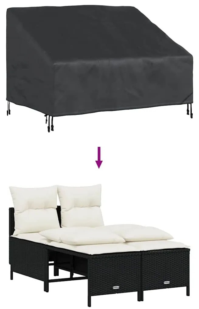 Kerti Pad Borító Fekete 130 x 95 x 40 / 80 cm 210D szövet