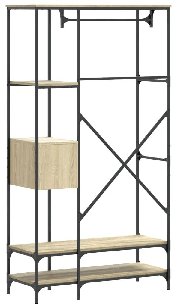 vidaXL sonoma tölgy szerelt fa ruhatartó polcokkal