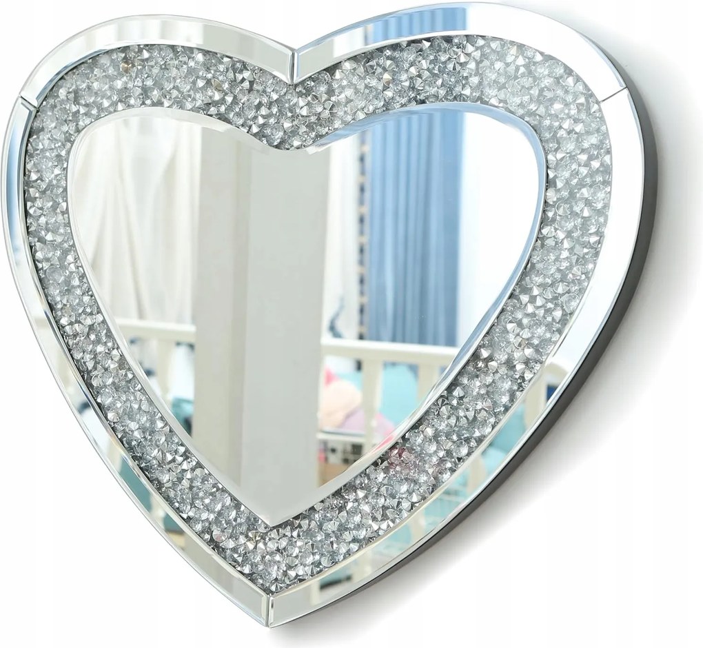 Richtop Fali tükör szív 50x60 cm ezüst kristály keret nélkül