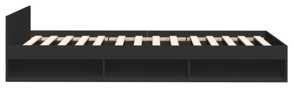 fekete szerelt fa ágykeret fiókkal 90 x 200 cm