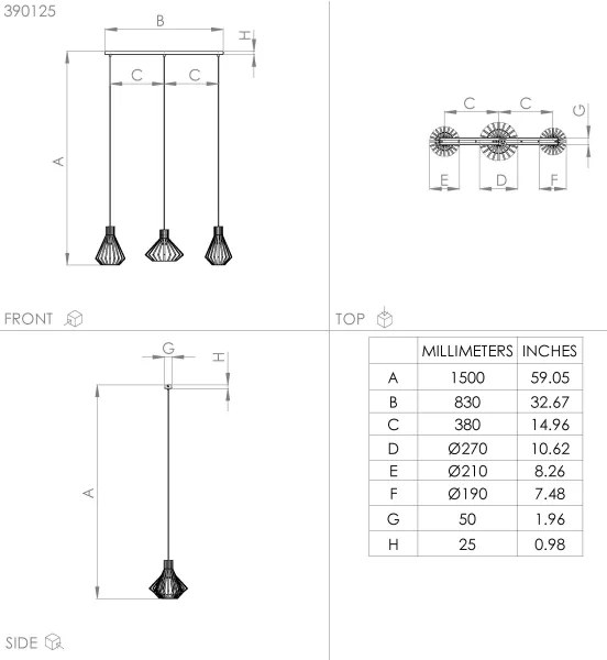 Eglo 390125 - Csillár zsinóron BASIDANO 3xE27/40W/230V fekete