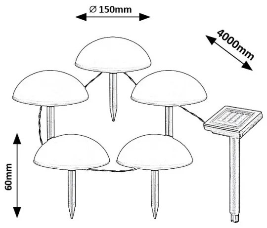 Rabalux 77008 - LED Napelemes lámpa TREPPIO 5xLED/0,2W/1,2V IP44