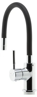 FERRO - Mosogató csap rugalmas karral fényezett króm/matt fekete